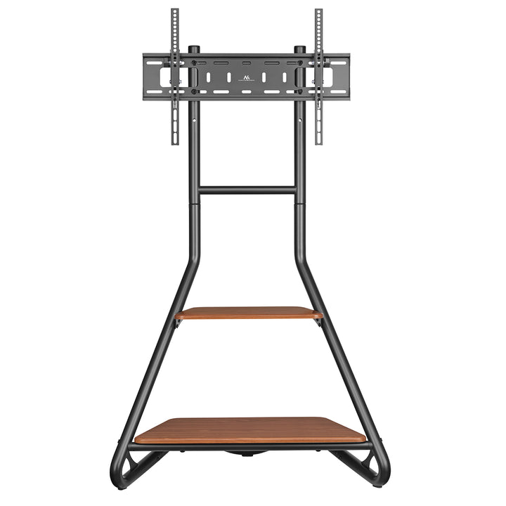 Volně stojící rohový držák na TV Maclean, styl Bauhaus, dvoupatrové dřevěné police, max. 40 kg, 37-75'', MC-455