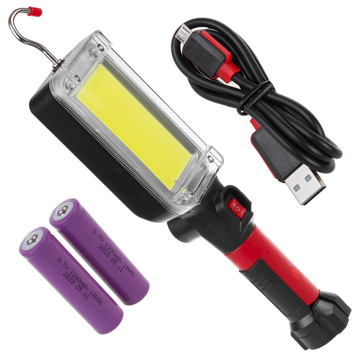 Magnetická dílenská lampa Maclean COB, 2x1200mAh, 700lm, USB Type-C/Micro USB, MCE307