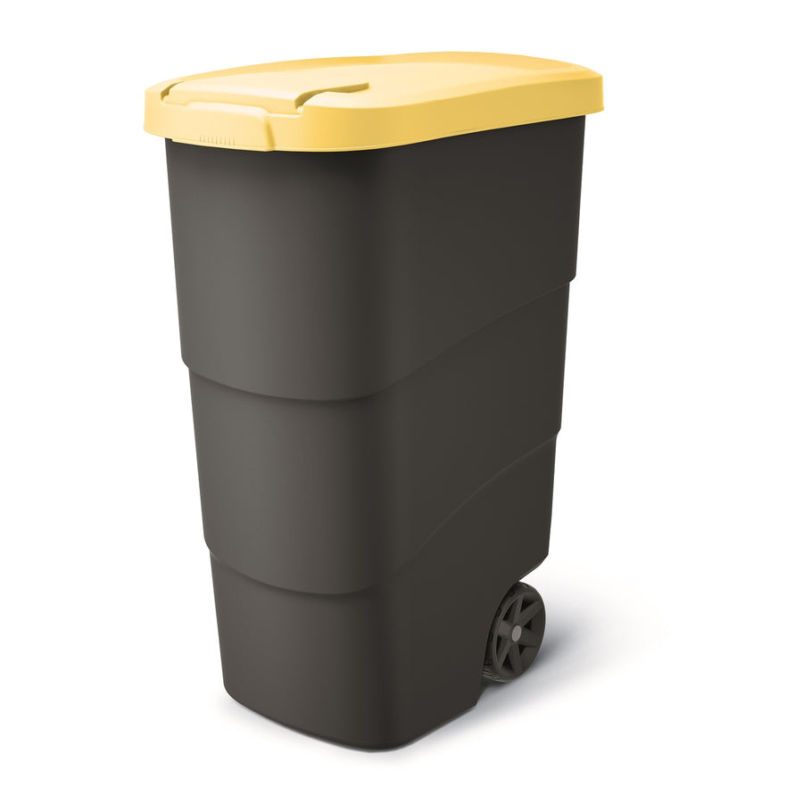 Prosperplast Wheeler 90L odpadkový koš s kolečky a víkem - žlutý