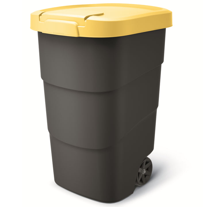 Odpadkový koš Wheeler 95 l s kolečky a víkem (žlutý)