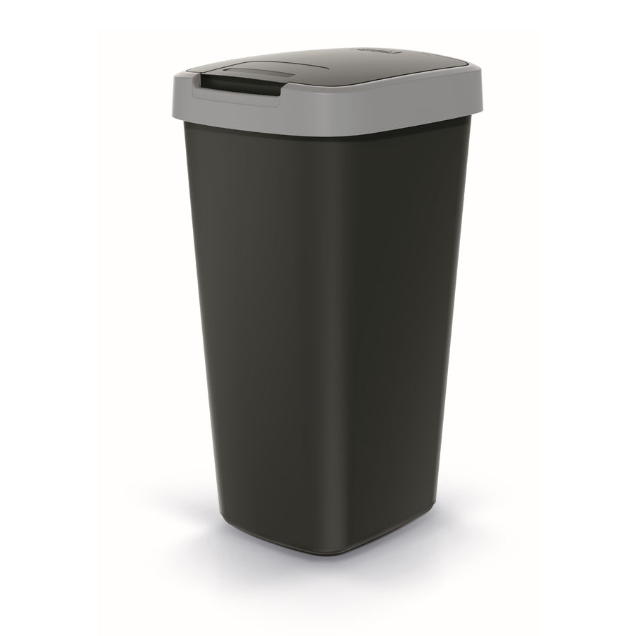 Odpadkový koš Keden COMPACTA Q 25 l - černý s šedým rámem