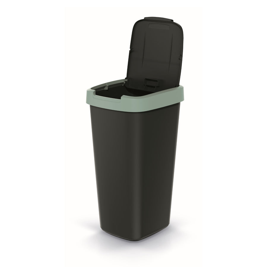 Odpadkový koš Keden COMPACTA Q 25 l NSAB25-5575C - černý se zeleným rámem