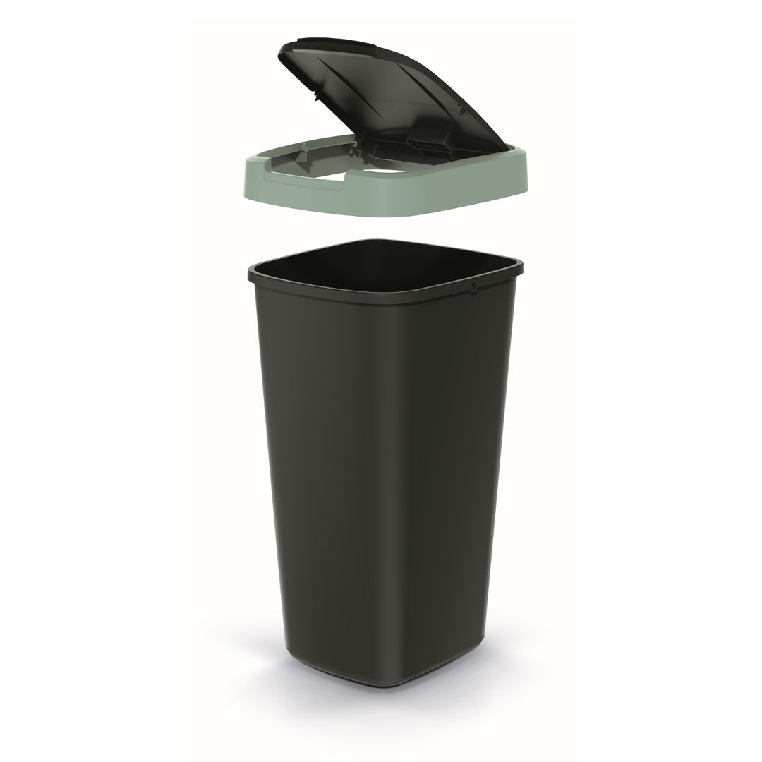 Odpadkový koš Keden COMPACTA Q 25 l NSAB25-5575C - černý se zeleným rámem