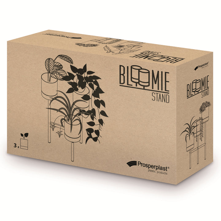 Bloomie Stand Třínohý stojan na květiny se 3 květináči Stojan na květiny 42 cm x 39,5 x 125 cm Kovový rám Bílá barva