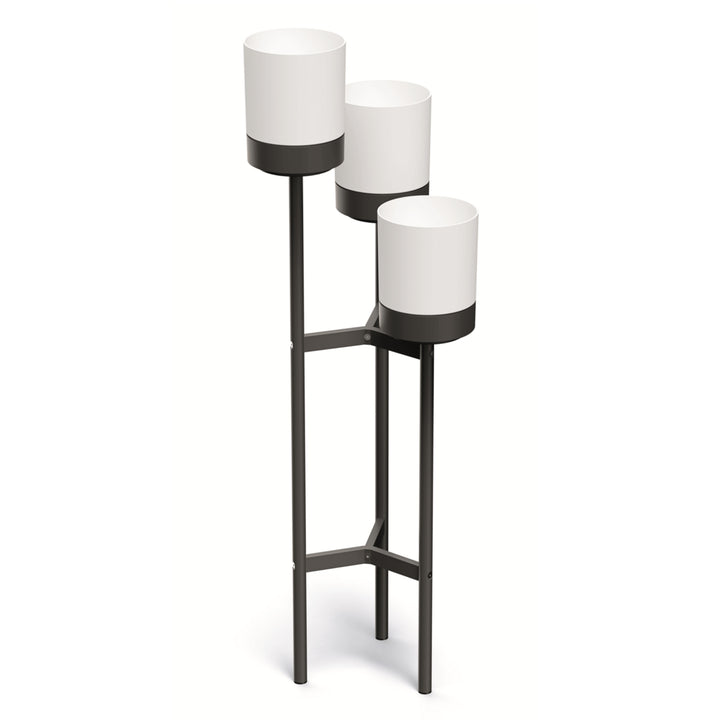 Bloomie Stand Třínohý stojan na květiny se 3 květináči Stojan na květiny 42 cm x 39,5 x 125 cm Kovový rám Bílá barva