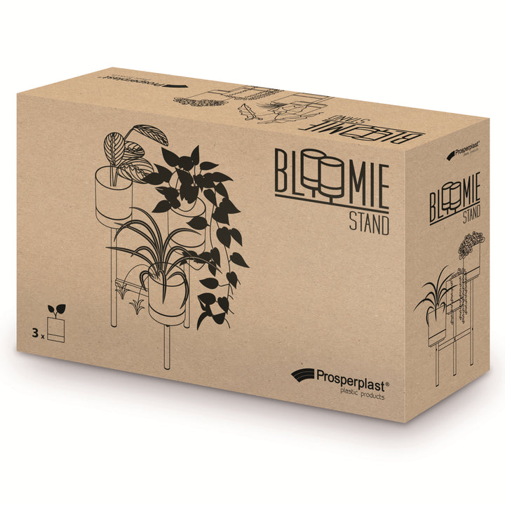 Prosperplast Bloomie Stand Třínohý stojan na květiny se 3 květináči Stojan na květiny 54 cm x 49 x 80,5 cm Kovový rám
