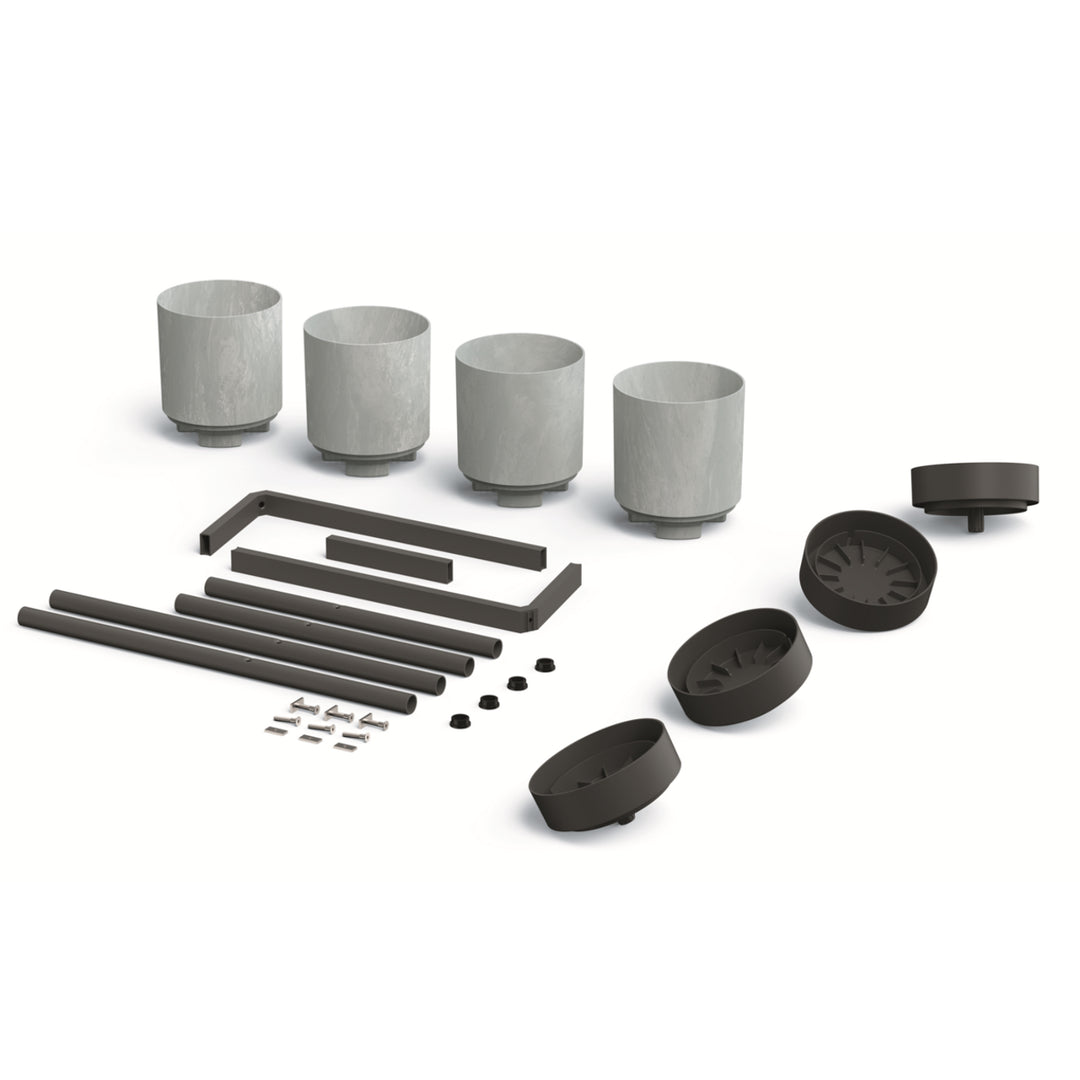 Prosperplast Bloomie Stand Stojan na květiny se 4 květináči Stojan na květiny 125x55x81,5cm Kovový rám Beton