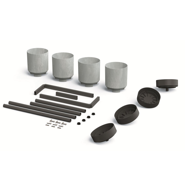 Prosperplast Bloomie Stand Stojan na květiny se 4 květináči Stojan na květiny 125x55x81,5cm Kovový rám Beton