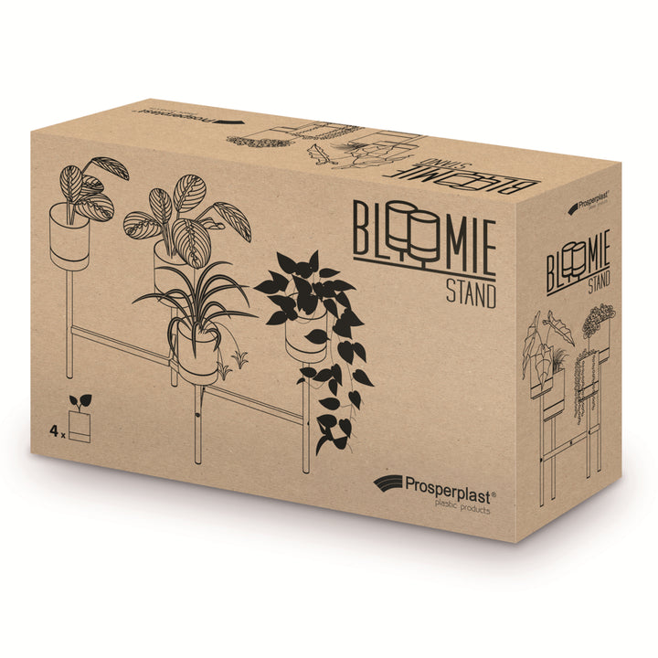 Prosperplast Bloomie Stand Stojan na květiny se 4 květináči Stojan na květiny 125x55x81,5cm Kovový rám Beton
