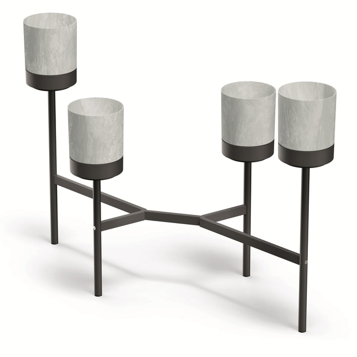 Prosperplast Bloomie Stand Stojan na květiny se 4 květináči Stojan na květiny 125x55x81,5cm Kovový rám Beton