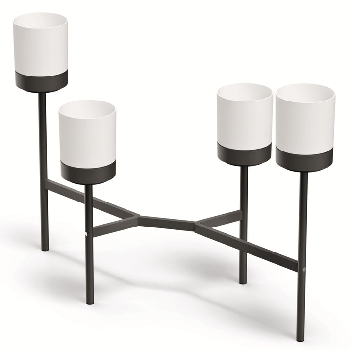 Prosperplast Bloomie Stand Stojan na květiny se 4 květináči Stojan na květiny 125x55x81,5cm Kovový rám Bílá barva