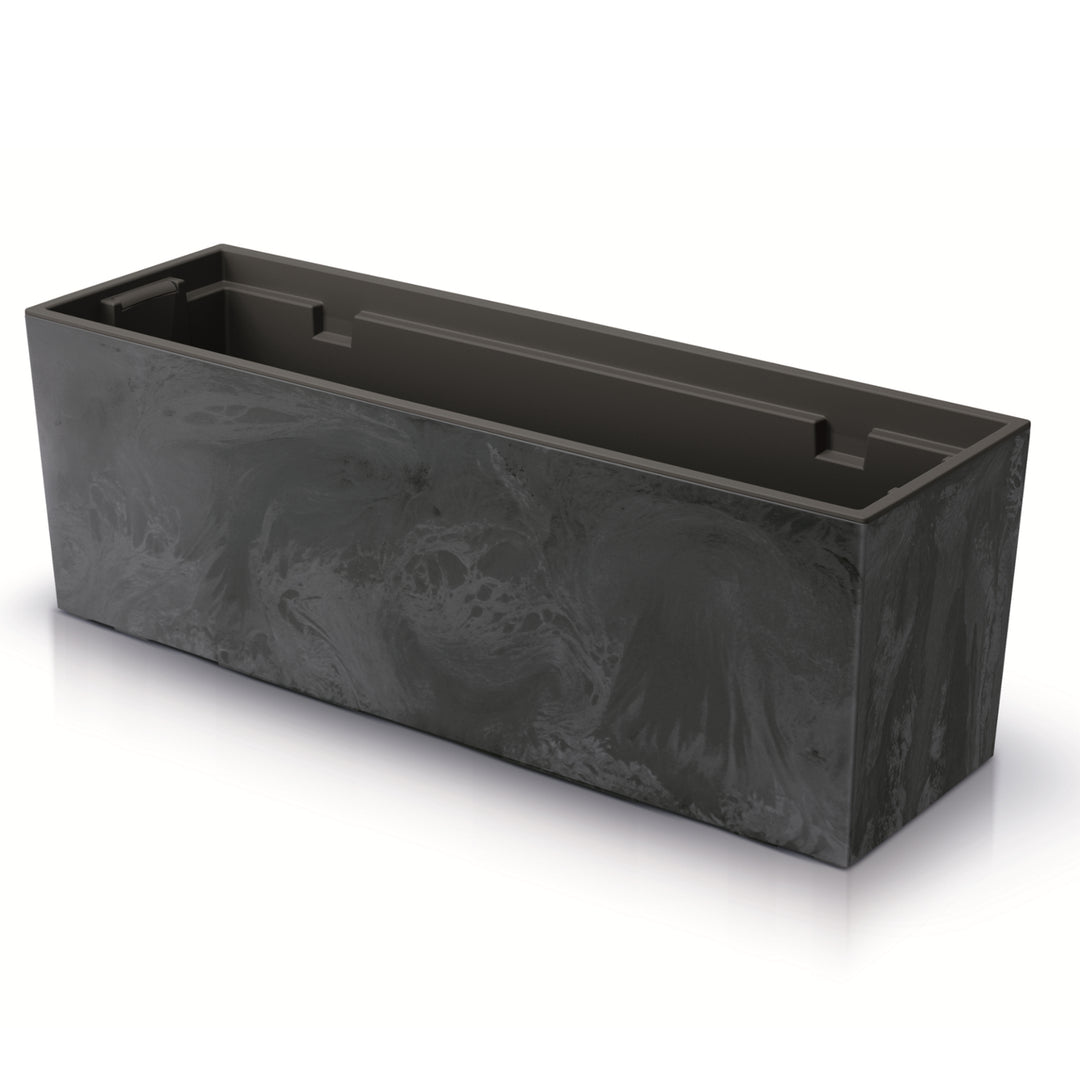 Prosperplast Urbi Case Květináč s betonovým efektem pro vnitřní a venkovní použití Obdélníkový plastový 77 x 23,5 x 24,6 cm antracitový