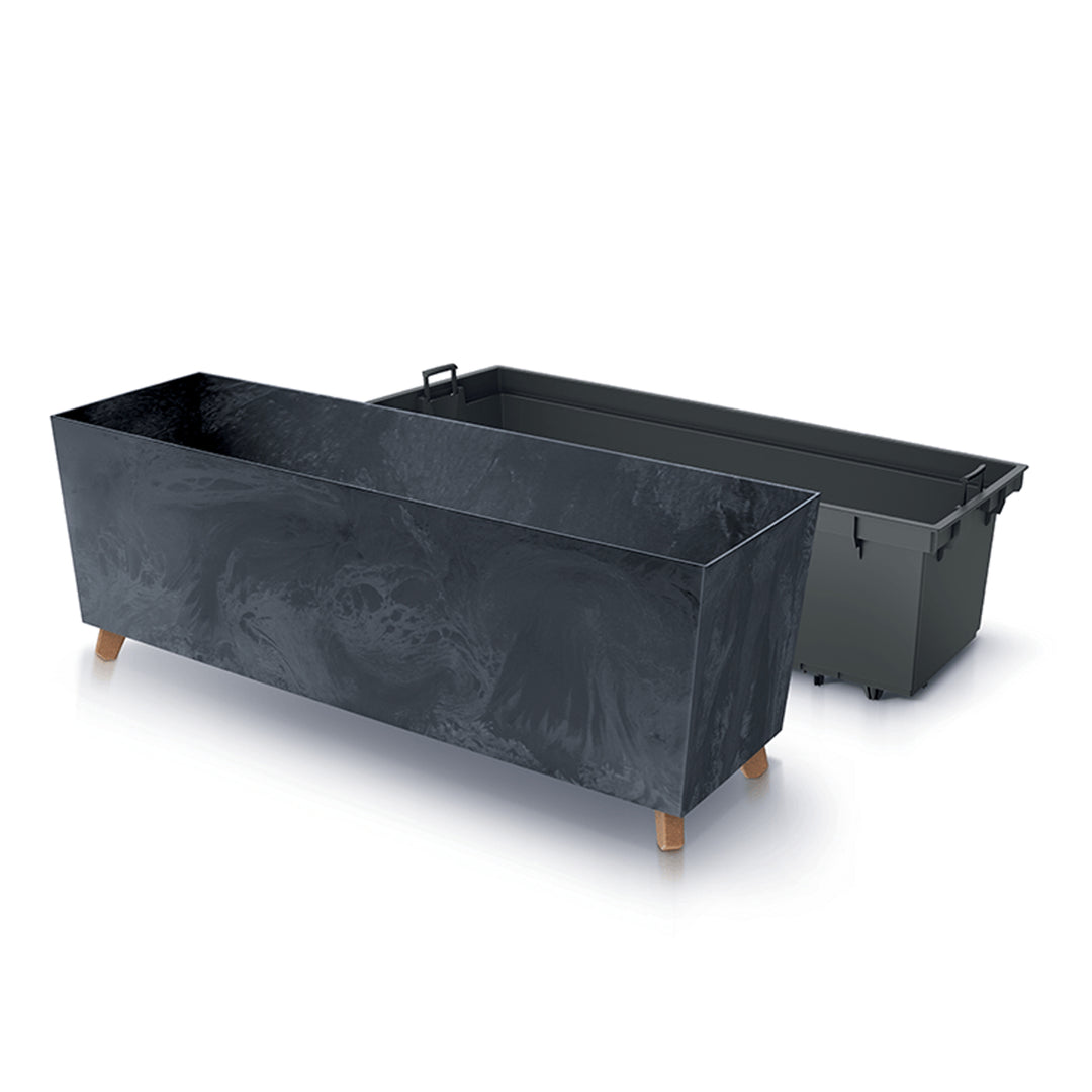 Prosperplast Urbi Case N Květináč s betonovým efektem a nohami pro vnitřní i venkovní použití Obdélníkový květináč  770x235x300mm (antracit)
