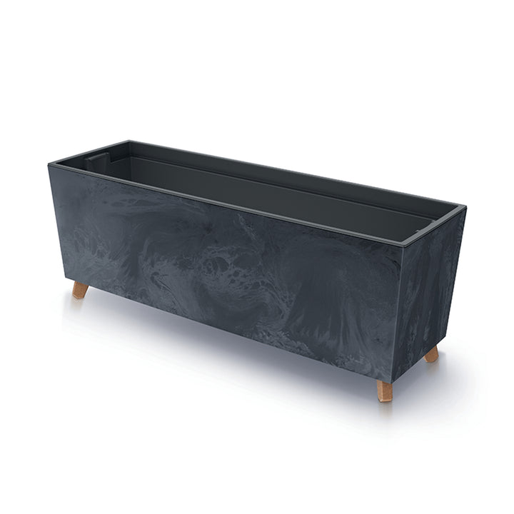 Prosperplast Urbi Case N Květináč s betonovým efektem a nohami pro vnitřní i venkovní použití Obdélníkový květináč  770x235x300mm (antracit)