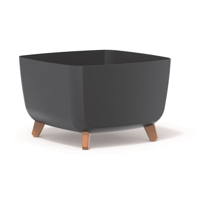 Prosperplast Gracia Čtvercový květináč s odnímatelnými nohami včetně vložky pro vnitřní i venkovní použití 39x39x27cm antracitový