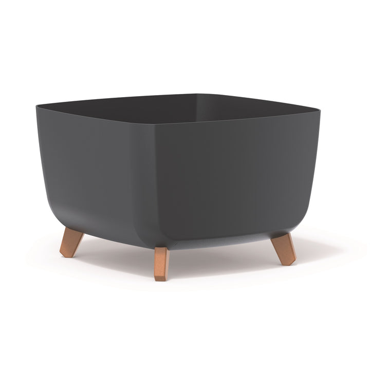 Prosperplast Gracia Čtvercový květináč s odnímatelnými nohami včetně vložky pro vnitřní i venkovní použití 39x39x27cm antracitový
