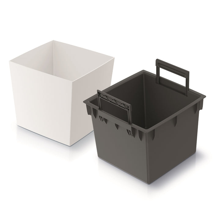 Prosperplast Květináč 2v1 s vnitřním květináčem květináč na bylinky plastový čtvercový 24 cm x 24 cm x 23,5 cm (bílý)