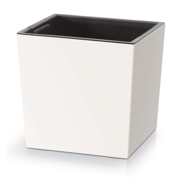 Prosperplast Květináč 2v1 s vnitřním květináčem květináč na bylinky plastový čtvercový 24 cm x 24 cm x 23,5 cm (bílý)