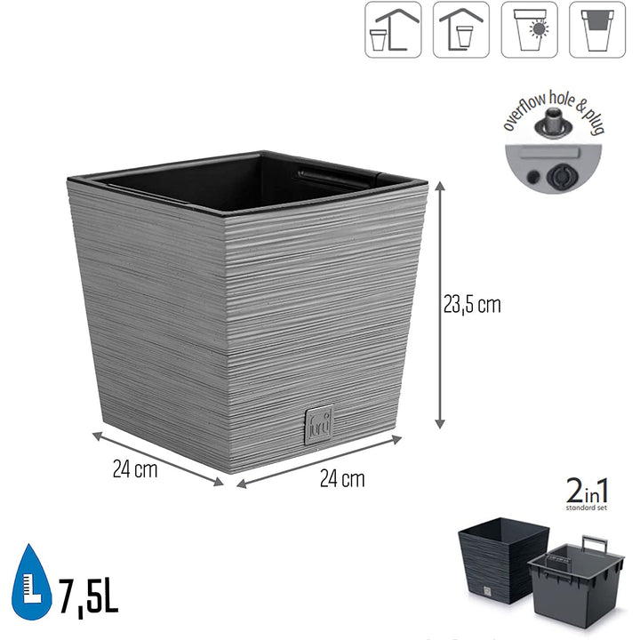 Prosperplast květináč Furu Square Low DFS240-422U - beton