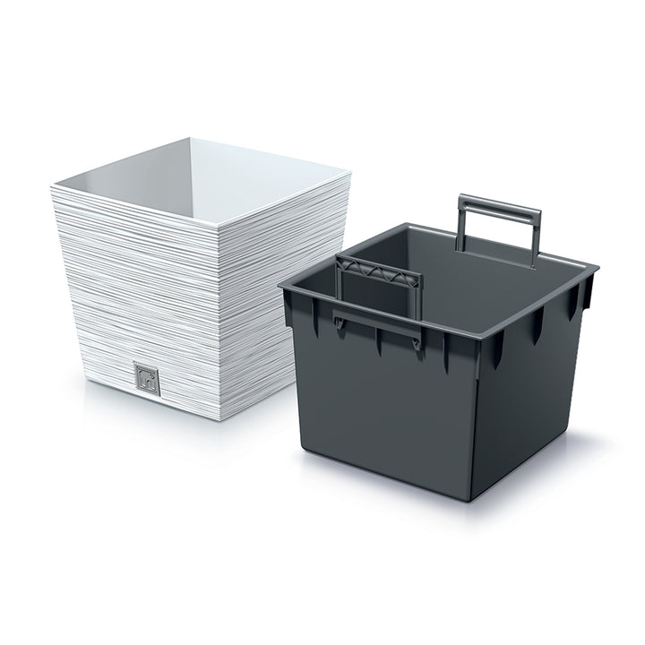 Prosperplast Furu Square Low květináč s vložkou DFS300-S449 - bílý