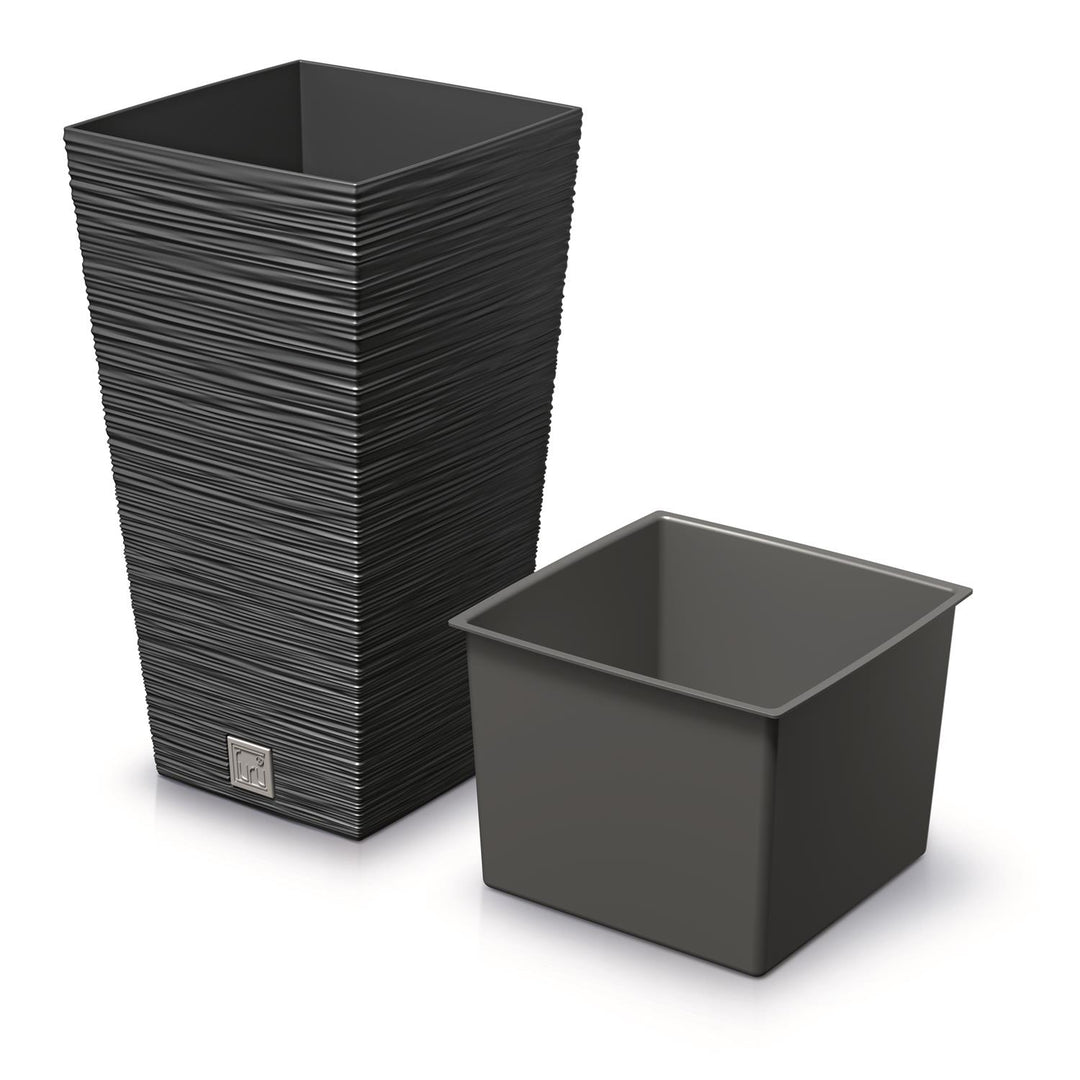 Prosperplast Furu Square vysoký květináč s vložkou 11,4 l (antracit)