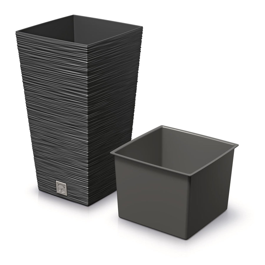 Prosperplast Furu Square vysoký květináč s vložkou 11,4 l (antracit)