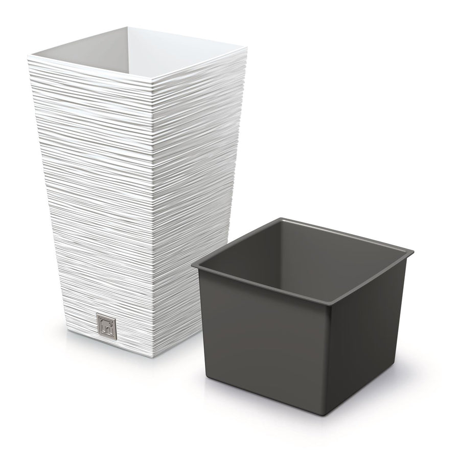 Prosperplast Furu Square vysoký květináč s vložkou 11,4 l (bílý)