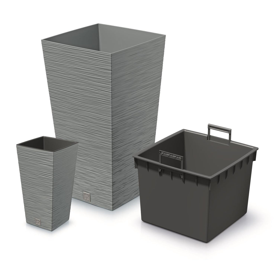Prosperplast Furu Square vysoký květináč s vložkou 19 l (beton)