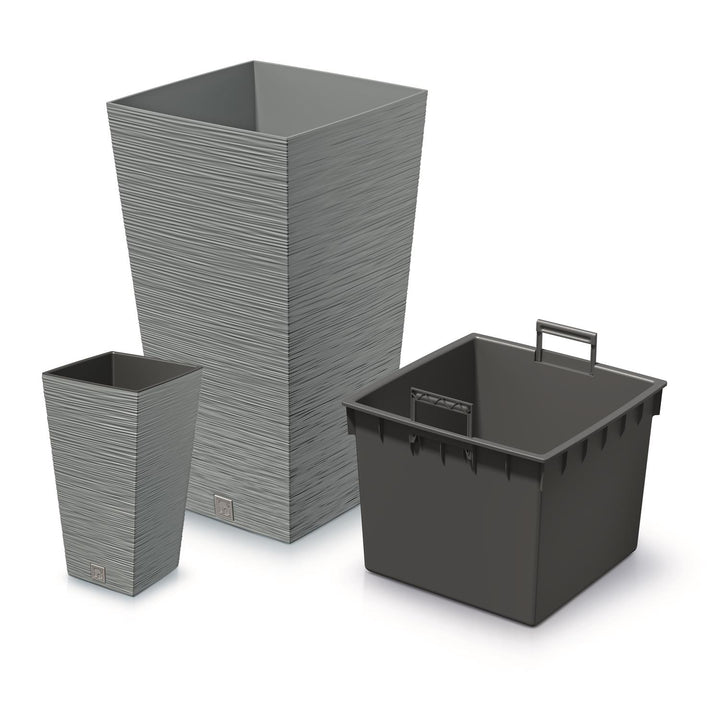 Prosperplast Furu Square vysoký květináč s vložkou 19 l (beton)