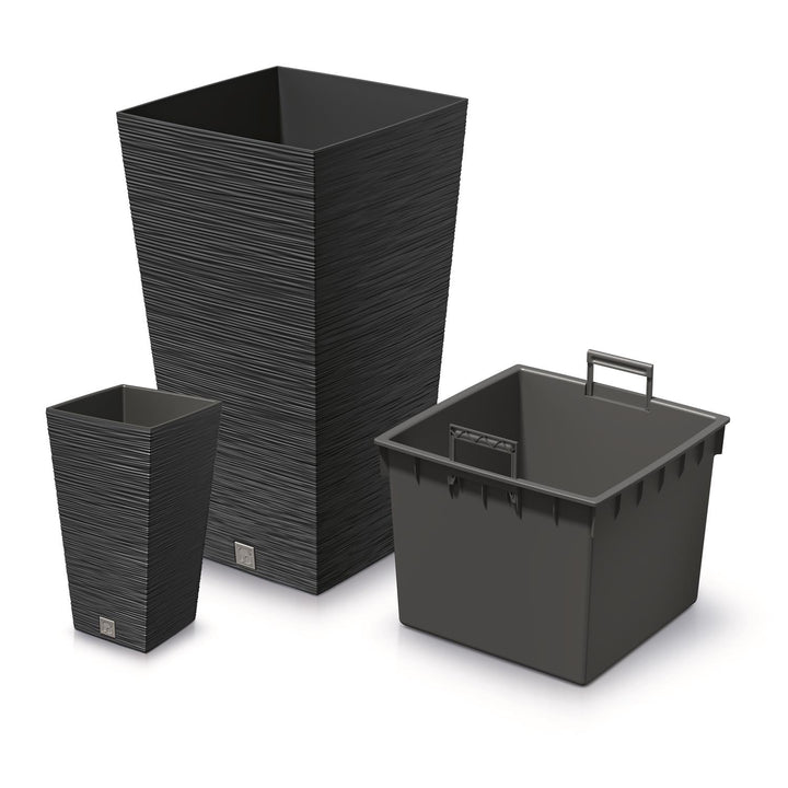 Prosperplast Furu Square vysoký květináč s vložkou 19 l (antracit)