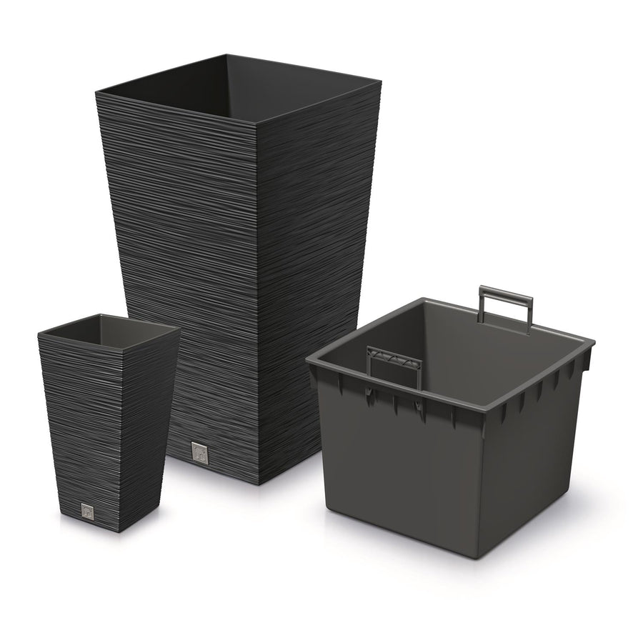 Prosperplast Furu Square vysoký květináč s vložkou 19 l (antracit)
