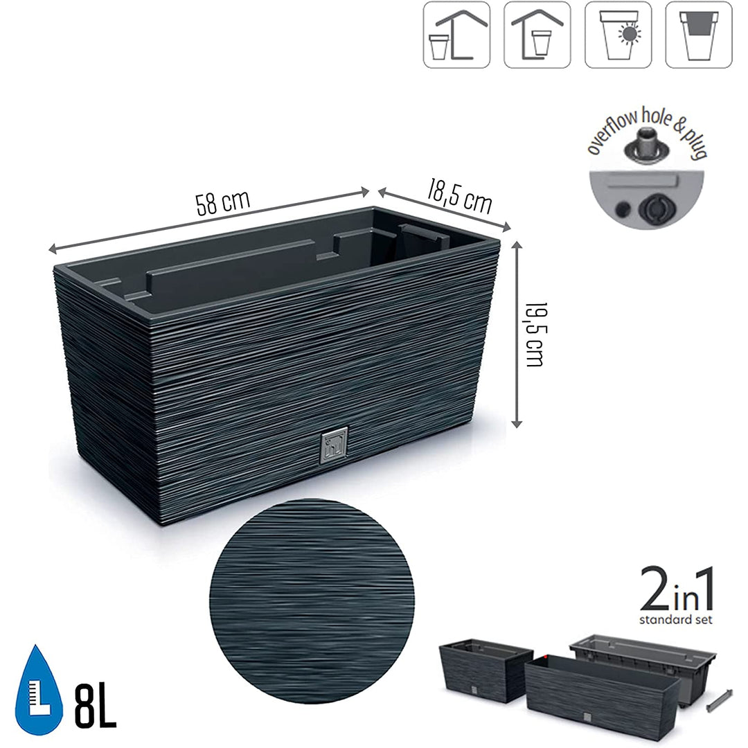 Prosperplast 2v1 Květinový truhlík Furu Case Beton Antracit 8 l
