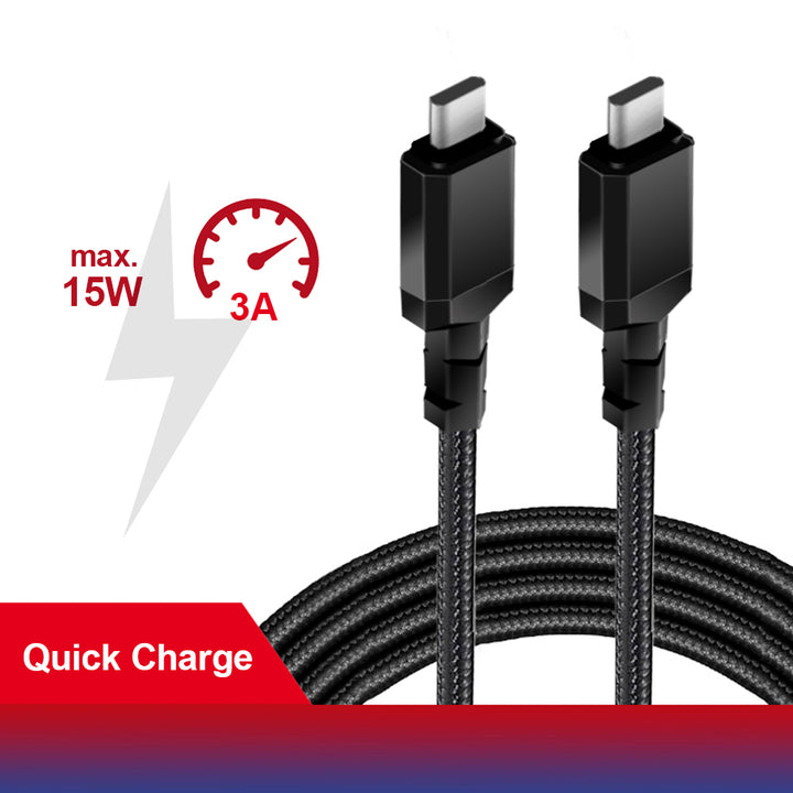 Kabel 2 x USB-C 15W Maclean, podpora QC 3.0, přenos dat, 3A, , černý, délka 2m, MCE494