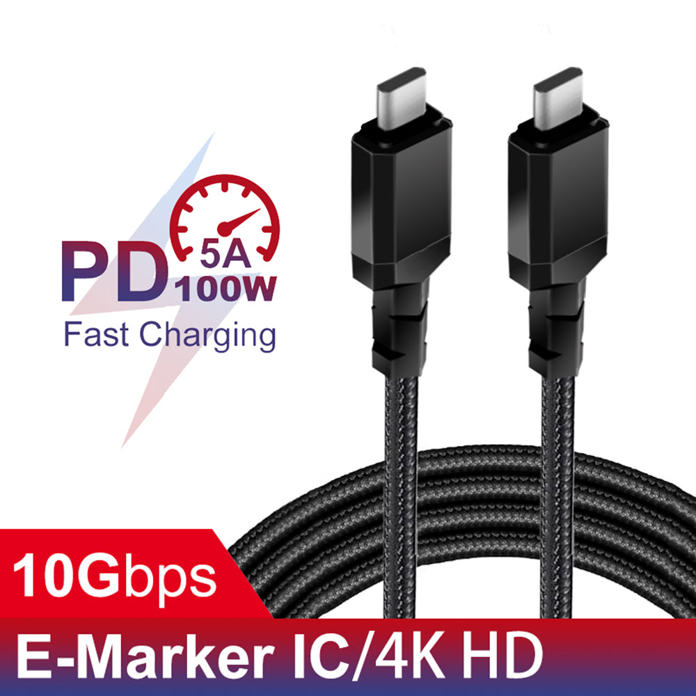 Kabel 2 x USB-C 100W Maclean, podpora PD, přenos dat až 10Gbps, 5A, , černý, délka 2m, MCE492
