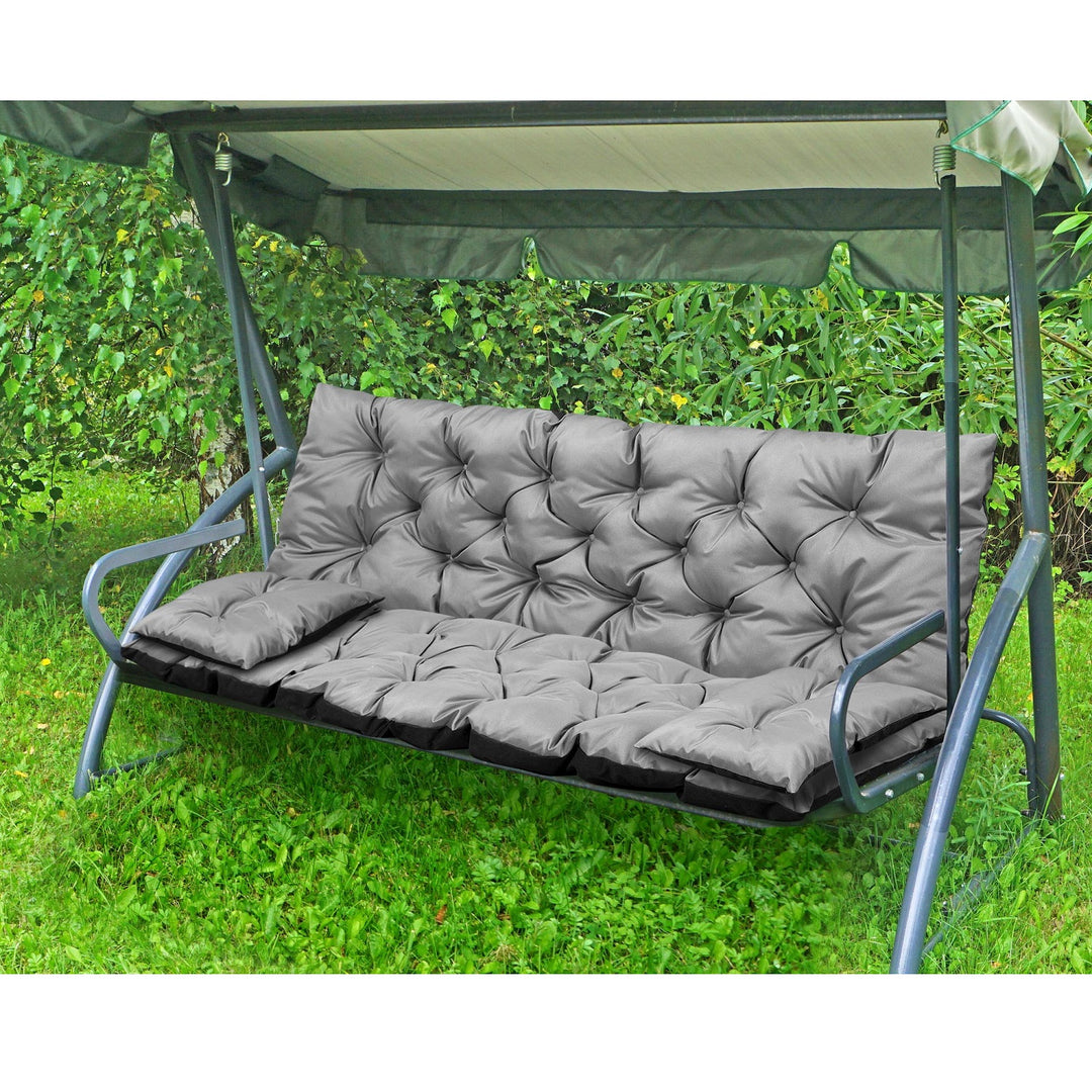 Šedý zahradní set 180x60x50cm + 2 polštáře 50 x 30cm