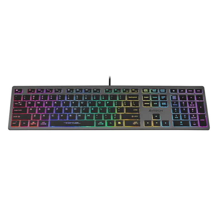 A4Tech FX60H QWERTY herní klávesnice 12 multimediálních navigačních kláves 2x USB port Plug & Play USB port Drátový kabel o délce 1,5 m (neonové podsvícení)