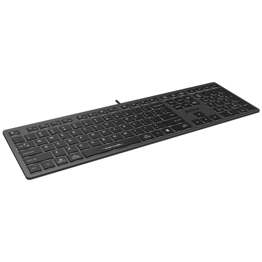 A4tech FX60H QWERTY herní klávesnice 12 multimediálních navigačních kláves 2× USB port Plug & Play USB port Drátový kabel o délce 1,5 m (bílé podsvícení)