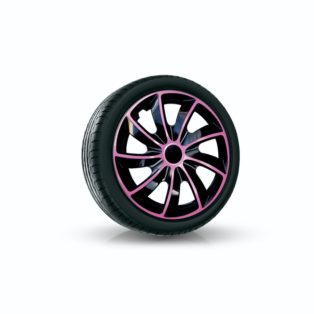 Disky NRM Quad Bicolour Set 4ks Vhodné pro většinu značek a ráfků ABS plast (Black/Pink, 13")