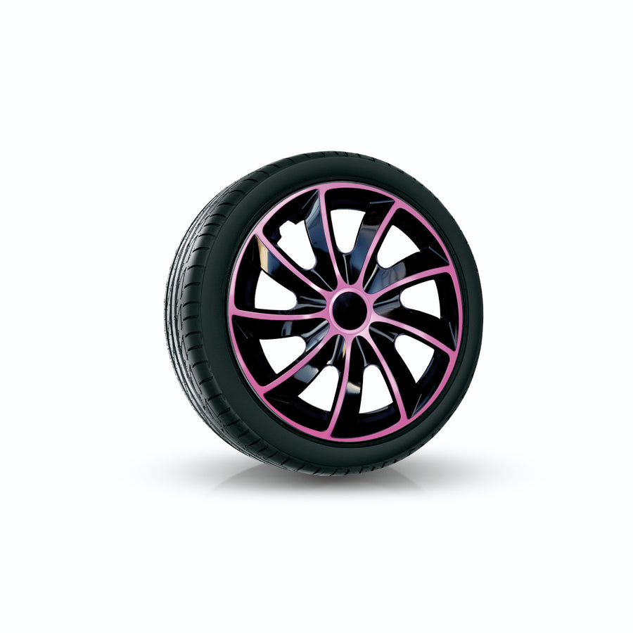 Disky NRM Quad Bicolour Set 4ks Vhodné pro většinu značek a ráfků ABS plast (Black/Pink, 14")