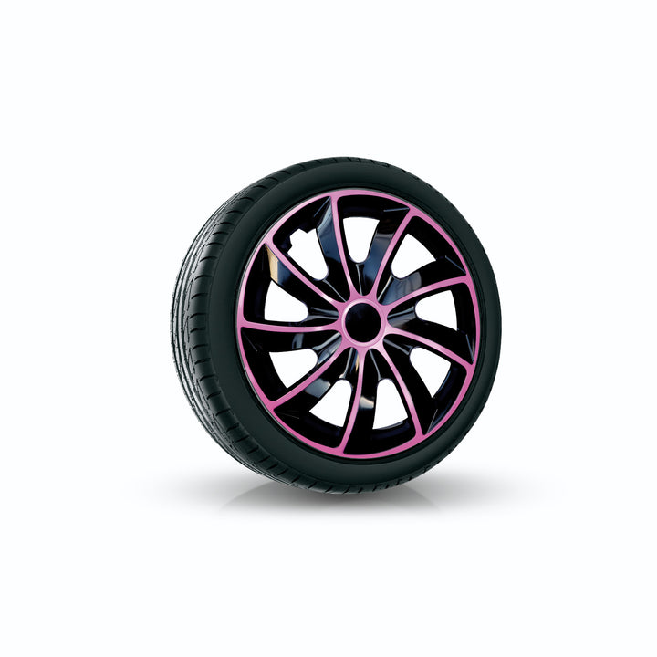Disky NRM Quad Bicolour Set 4ks Vhodné pro většinu značek a ráfků ABS plast (Black/Pink, 15")