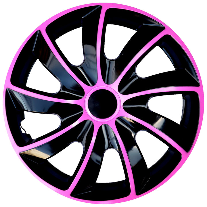 Disky NRM Quad Bicolour Set 4ks Vhodné pro většinu značek a ráfků ABS plast (Black/Pink, 15")