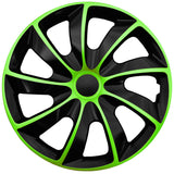 Disky NRM Quad Bicolour Set of 4 Vhodné pro většinu značek a ráfků ABS plast (Black/Green, 13")