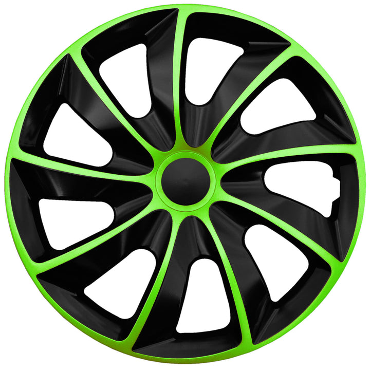 Disky NRM Quad Bicolour Set of 4 Vhodné pro většinu značek a ráfků ABS plast (Black/Green, 13")