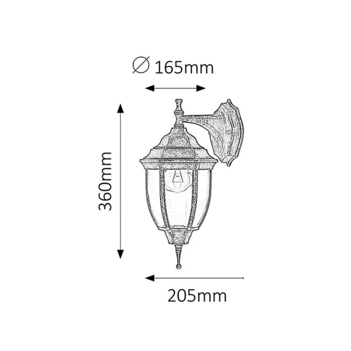 Rabalux Nizza 8451 starozlatá nástěnná lampa E27 60W IP43. Ideální na zahradu, terasu i mimo ni.