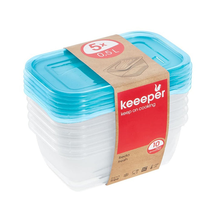 Sada 5 x 0,5l nádob na potraviny Keeeper Fredo Fresh