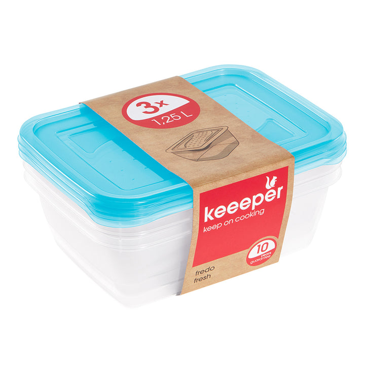 Keeeper Fredo Fresh sada nádob 3 x 1,25 l Rozměry: 20,5 x 15,5 x 6,5 cm