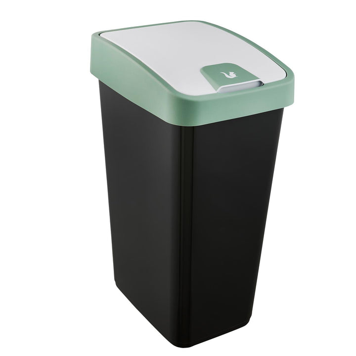 Odpadkový koš Keeeper s výklopným víkem, 45 l, černý - zelený