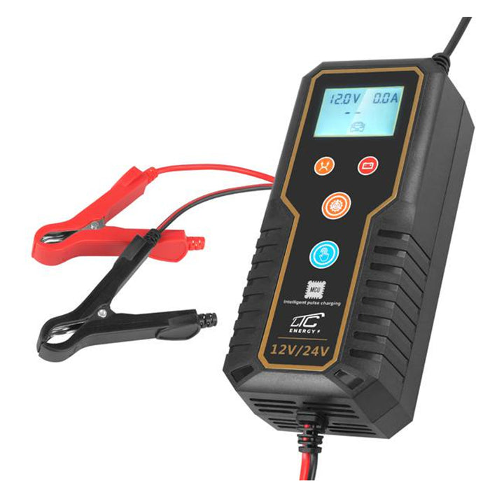 Nabíječka autobaterií 12V/24V s mikroprocesorovým řízením pro 15A vhodná pro různé typy baterií od 2Ah do 150Ah