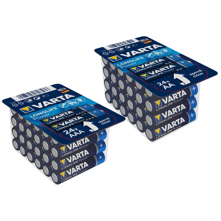 Sada alkalických baterií Varta Longlife Power, 24x R-03 LR3 AAA + 24x R-06 LR6 AA