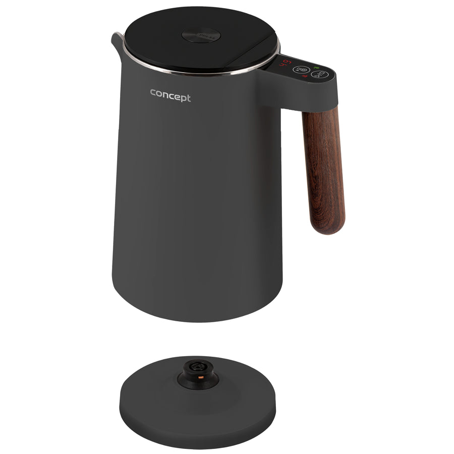 Concept Norwood nerezová konvice s regulací teploty a funkcí KEEP WARM 1,5 l 1850-2200W tmavě šedá